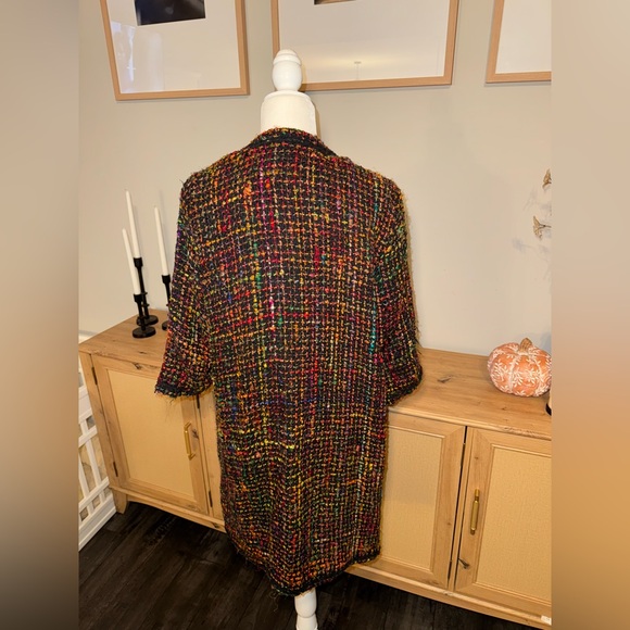 Anthropologie Ett:Twa Tweed Longline Multicolored jacket size L - Picture 6 of 8
